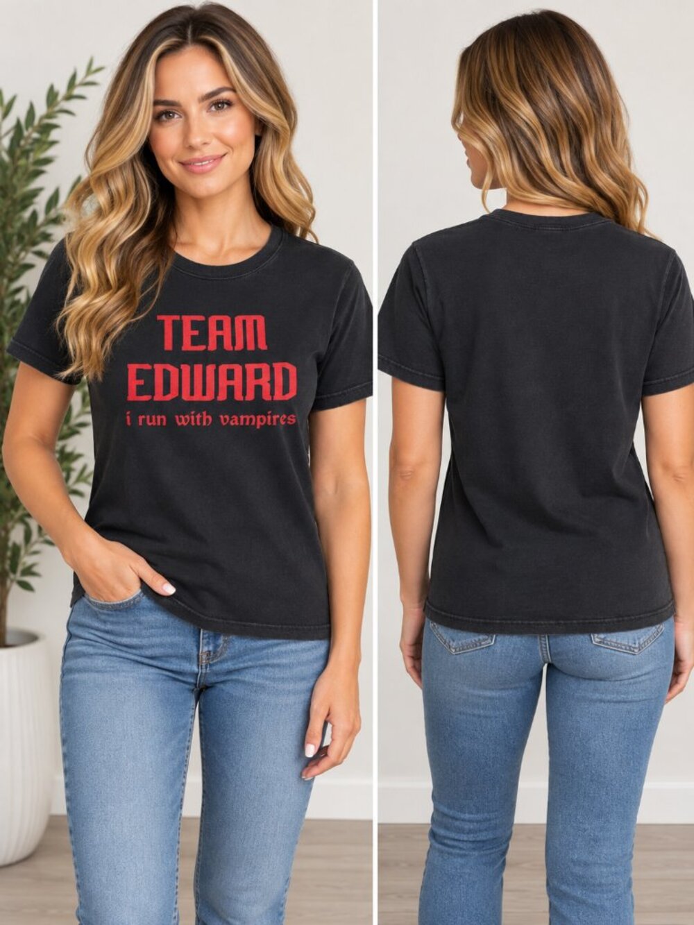 Vintage Y2K Twilight Team Edward I Run With Vampires T-Shirt M